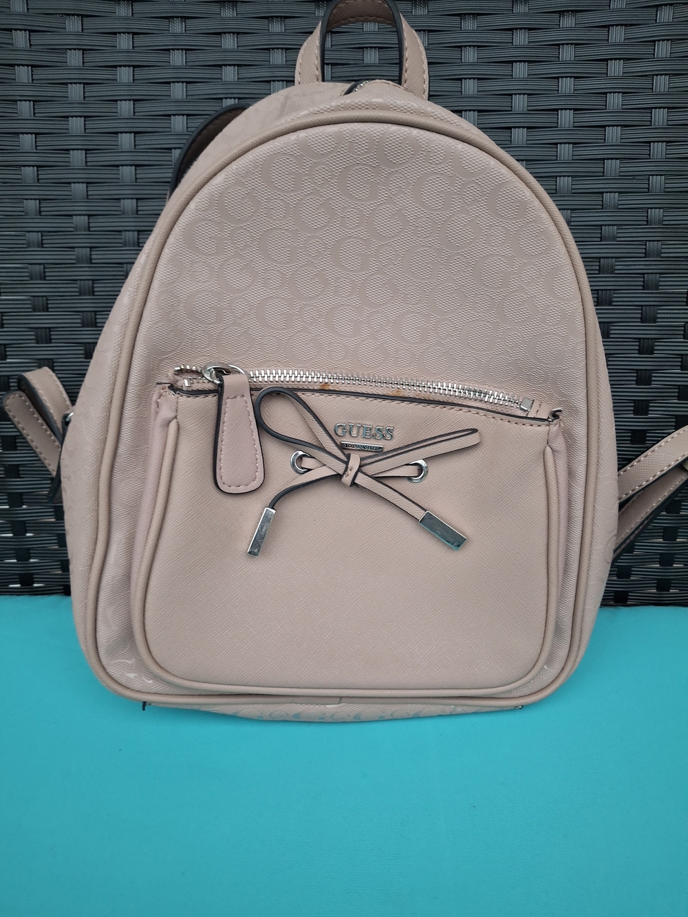 GUESS Blush Pink Mini Backpack with Bow Detail
